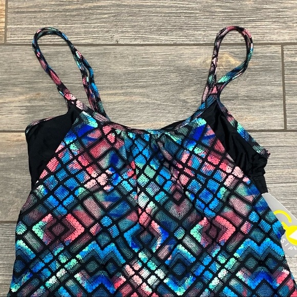 Go by Gossip Multi Light The Way Printed Layered Tankini Top Size Small - Picture 5 of 10
